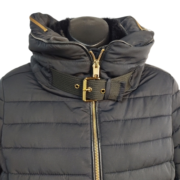 Zara Black Puffer Jacket with Fur Hood - Picture 6 of 11